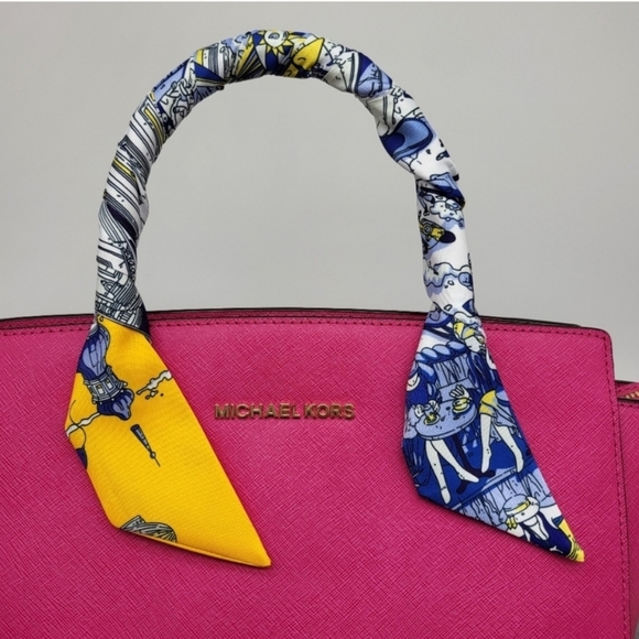 New Tower Print Silk Skinny Scarf Twilly - Picture 2 of 6